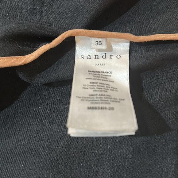 Sandro Paris Malena 100% cotton 3/4 length Black trench coat size 4 EU 36 - Picture 12 of 12